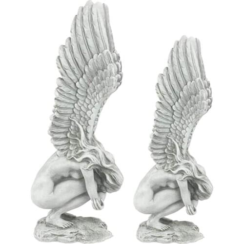 Squatting Angel Statue Desktop Ornaments Ancient Mini Statue Elegant Angel Sculpture Art Statue Decoration for Home