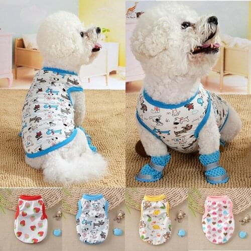 Cartoon Dog Shirt Summer Small Dog Clothes Chihuahua Tshirt Puppy Vest Yorkshire Terrier Pet Clothes Ropa Perro Pets Clothing