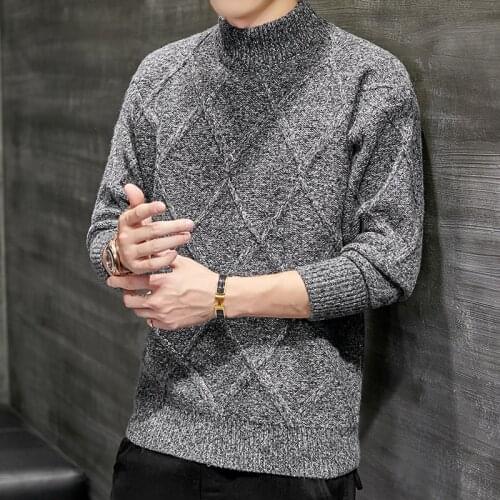 Mens Half Turtleneck Sweaters Fashion Knitted Pullovers Casual Wool Solid Color Knitted Sweaters Mens Winter Sweaters