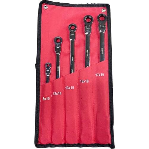 5pcs Flexi-Head Ratchet Spanner Set-Extra Aviation Wrench Long 72 Tooth Auto Repair Tools