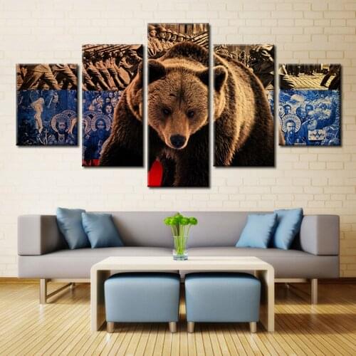 Wall Art Animals Bear Dog Cat Deer 5PCS Fashion Canvas Painting for Home Decorations Frameless High Quality Poster Wholesale