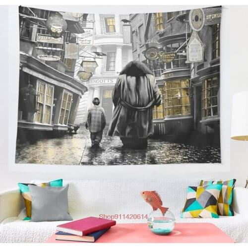 Diagon alley harry tapestry Wall Hanging Hand Hippie Moon Wolf Witchcraft Decoration Decor Tapestry Wall Blanket