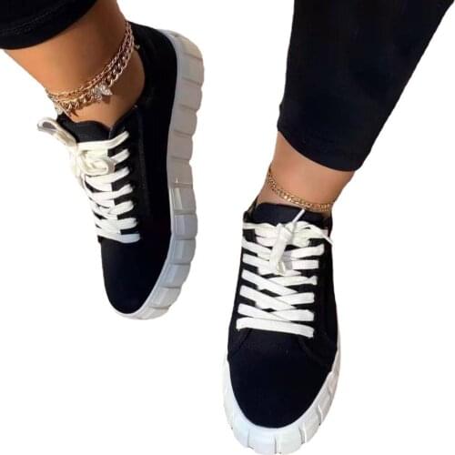 YSHUNIJ 2021 New large-size casual sports flat shoes with canvas shoes platform shoes womens shoes