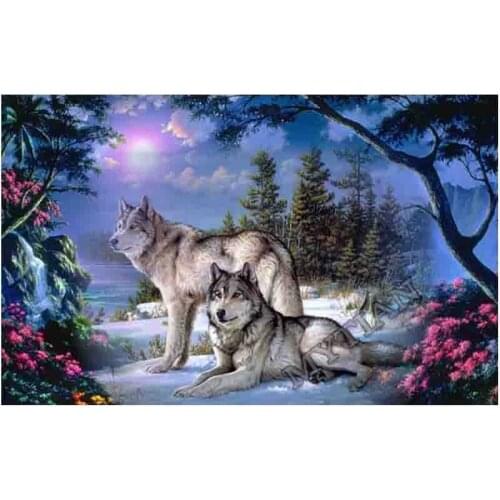Landscape full drill Resin Mosaic 5D Diy Embroidery Diamond Painting pattern Wolf 3D Cross Stitch Kits handmade craft hoom decor