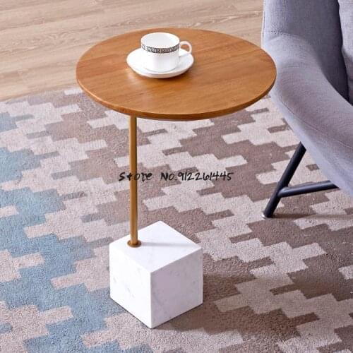Light Luxury Small Round Table Simple Sofa Side Cabinet Model Room Creative Small Table Solid Wood Desktop Small Tea Table