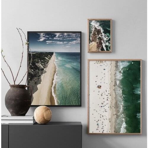 Scandinavian Sea Wave Coastline Wall Poster Nordic Art Canvas Print Nature Landscape Painting Picture For Living Room Home Decor