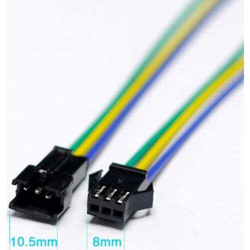3 core terminal connection cable Joint male and female 24AWG copper core wire 3P led lamp electronic power supply line 100pair