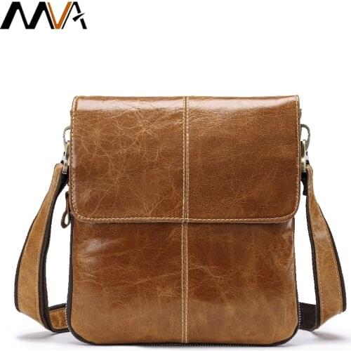 WVA Men Shoulder Bag Genuine Leather Messenger Bags For Men Small Crossbody Bags Male Mens Leather Bag Handbag bolsas