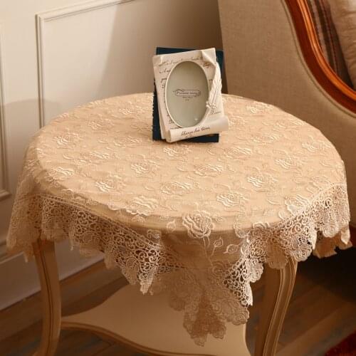 Dahong Wedding High-end Embroidery Lace Table Cloth Simple Fashion Round Coffee Table Cloth Cover Towel