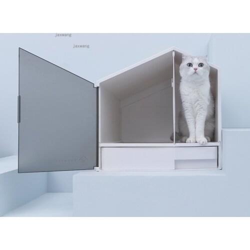 Small House Shape Cats Litter Box Semi-enclosed Cat Toilet Anti-splash Kitty Training Sandbox Deodorant Pet Poop Bedpan Supplies