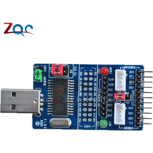 ALL IN 1 CH341A USB to SPI I2C IIC UART TTL ISP Serial Adapter Module EPP/MEM Converter For Serial Brush Debugging RS232 RS485