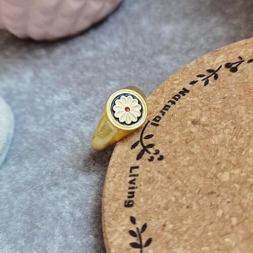 Daisy Flower Rings for Women Wedding Statement Ring Wild Flower Rings Punk Vintage Plum Blossom Ring Party Couple Finger-rings