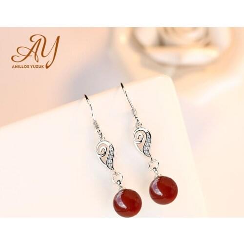 Anillos Yuzuk 925 Sterling Silver Agate Drop Earrings For Women Gemstones Fashion Fine Jewelry Wholesale Free Shipping