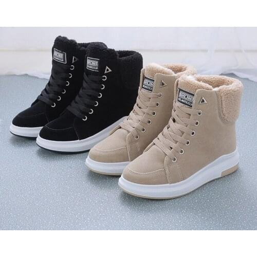 Women Winter Boots PU Leather 2021 New Fashion Wool Warm Women Ankle Boots Large Size British Style Women Motorcycle Boots