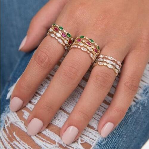 4 colors marquoise cubic zirconia engagement band fashion trendy women lady gift jewelry ring promotion