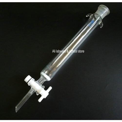 1pcs 16mm 22mm 30mm 40mm*200mm 300mm 400mm 24# lab glass sand core chromatography column with standard mouth and PTFE piston