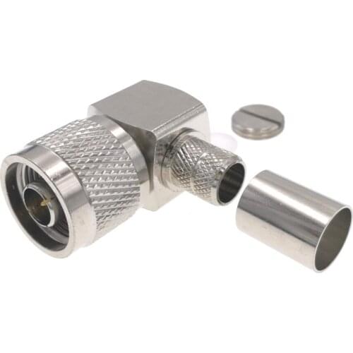 10pcs RF N Connector Crimp Male Right Angle RA For RG8 RG213 LMR400 7D-FB Cable