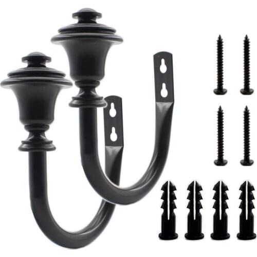 2 Pack Curtain Holdbacks, U Shaped Wall Mounted Curtain Tieback Hooks Drapery Tiebacks Decorative Curtain Hooks for Home Decor