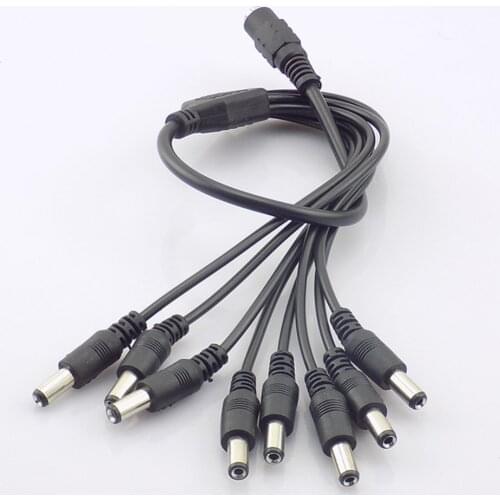 5.5mm*2.1mm 1 Female to 8 Male DC Power jack Adapter 8 way Splitter Plug Connector Cable Supply for CCTV Camera led strip Light