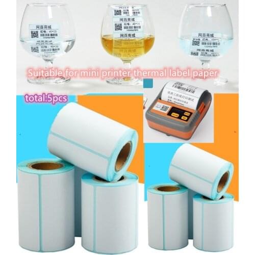 5PCSThermal Handheld Labeling Machine Small Core Label Paper 20-60mm Paper Width Mini Portable Printer Universal Small Core 40mm