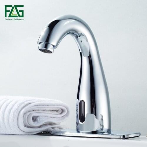 FLG Hot & Cold Bathroom Automatic Touch Free Sensor Faucets Water Saving Inductive Electric Water Tap Mixer