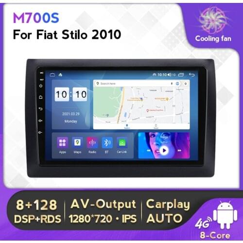 9'' 6+128G 2 Din DSP IPS Android 10 Car Multimedia Player For Fiat Stilo 2002-2010 Head Unit Navigation GPS Radio Stereo No DVD