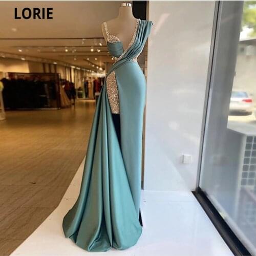 Sparkly Beaded Mermaid Prom Dresses V Neck Crystal Dubai Glitter Robe De Soiree Arabic Evening Dress Women Party Gowns Vestidos