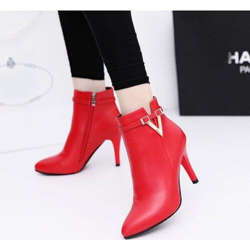 Spring and autumn winter ankle boots high heels womens small boots bare boots exquisite thin section single boots Martin boots