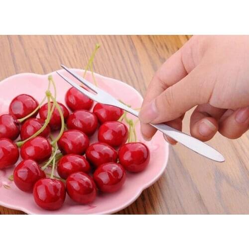 Hot sell 100pcs Food grade 304 stainless steel fruit fork Creative titanium fruit cake fork simple style gift