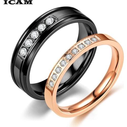 ICAM New Arrival Vintage Rose Gold Filled Wedding Rings For Women Fashion Jewelry Luxury White Zircon Engagement Ring