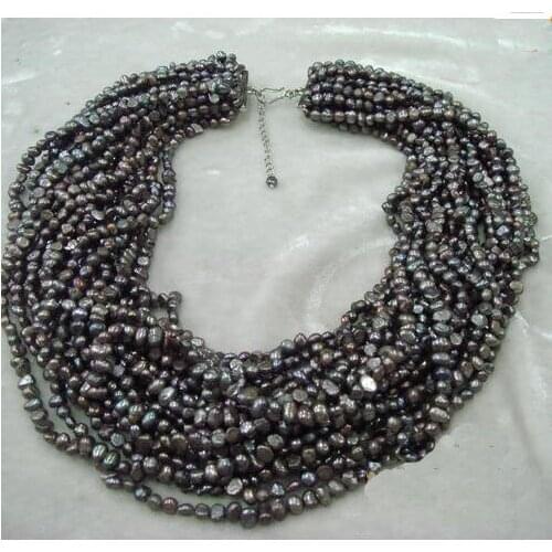 Perfect Handmade Luck Jewellery,Wonderful Bride Party Wear Natural Black Freshwater Pearl Necklace,20rows, Perfect Women Jewelry