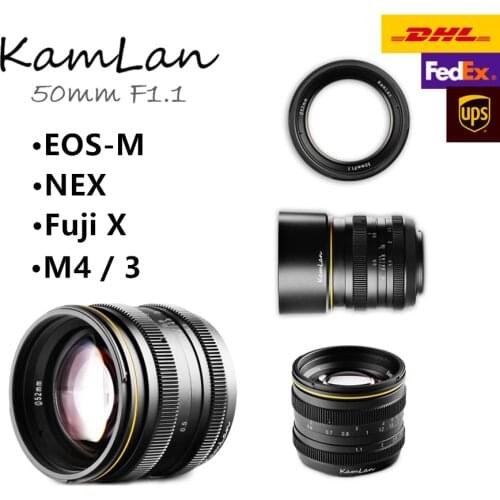 Kamlan 50mm f1.1APS-C Large Aperture Manual Focus Lens for Canon Mount EOS-M for SONY E-mount NEX Fuji X M4/3 Mirrorless Camera