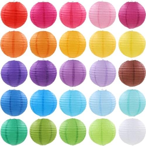 4" 6" 8" 10" 12" 14" 16" Chinese Round Paper Lanterns White red Hanging Lampion Wishing Paper Lamp Wedding room party decoration