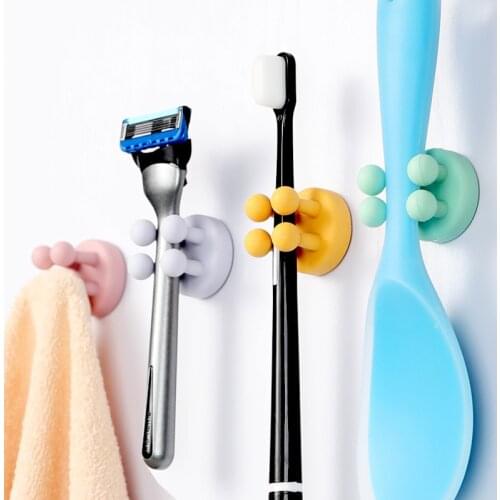 Creative Waterproof Sticky Hook Bathroom Storage Rack Toothbrush Holder Shaver Holder Household Key Holders Plug Bracket Kitchen