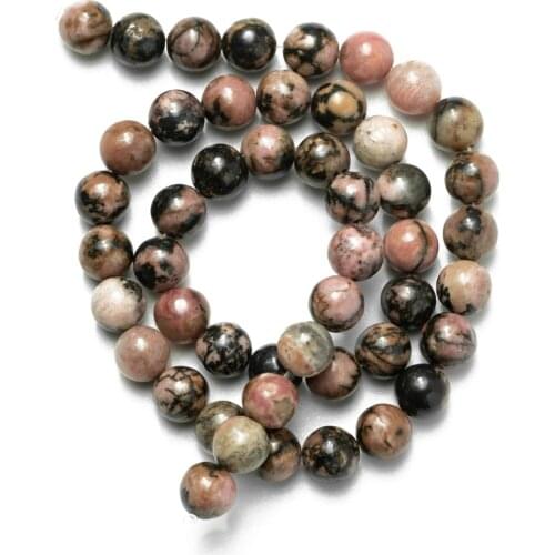Wholesale 4 6 8 10 12mm Natural Black Lace Rhodonite Stone Beads Round Loose Beads for Jewelry Necklace Bracelet DIY Accessories