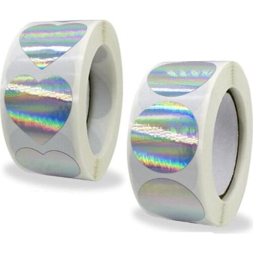 Laser Silver Round Love Thank You Stickers Labels Paper Decoration Scrapbook Sealing Stationery Supply Sticky Sticker 100PCS