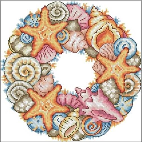 Hot selling Conch wreath patterns Counted Cross Stitch DIY wholesale Chinese Cross Stitch Kits Embroidery Needlework Set
