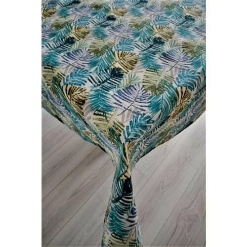 Linen Textured Colorful Table Cloth Watercolor Leaf Pattern Wedding, Party,Sofa Cover Turkish Cotton For Rectangular Table
