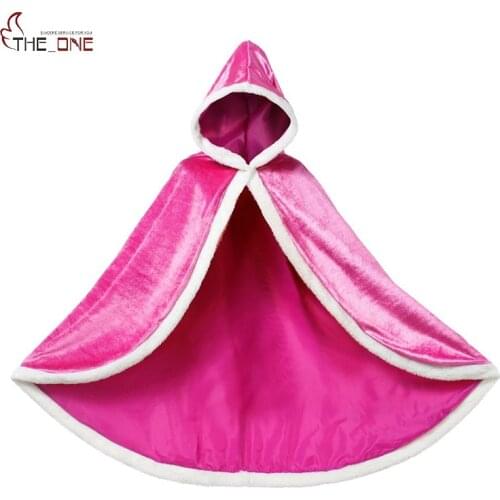 MUABABY Girls Fashion Pleuche Cloak Trench Elsa Anna Cape Sleeping Beauty Sophia Princess Mantle Winter Costume Accessories
