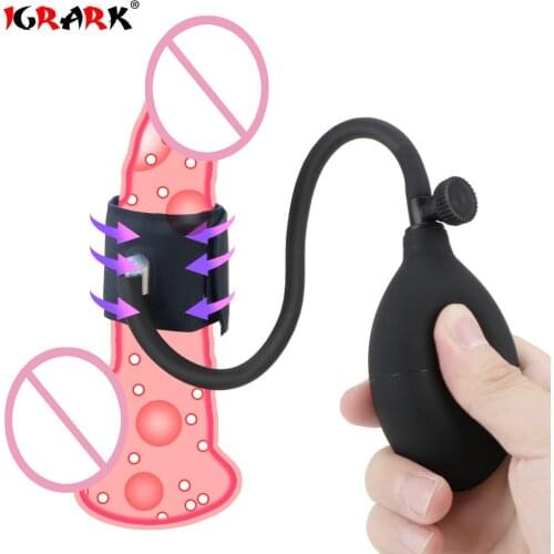 Inflatable Penis Pump Enlarger Erotic Penis Trainer Sex Toys for Men Cock Pumping Sleeve Male Enhancement Pumps For Adult