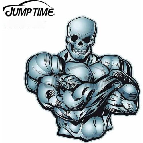 Jump Time 13 x 11.9cm Fit Skeleton Man Car Stickers Personality Creative DIY Custom Printing Fashion 3D Anime SUV Decal