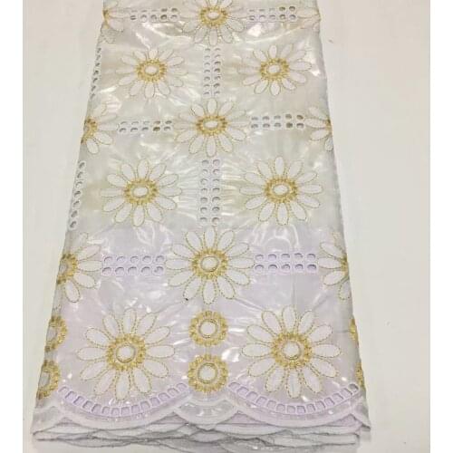 Latest African Lace Fabric 2021 High Quality French Swiss Cotton Embroidered Nigerian Bazin Riche Original Fabric 5 yards AM4767