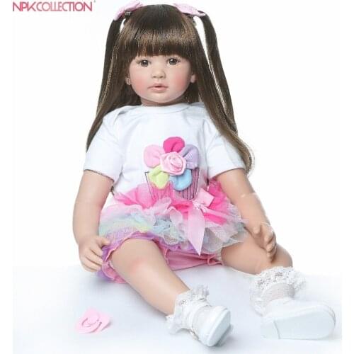 NPKCOLLECTION 60cm Newborn Reborn Baby Dolls Silicone Cute Soft Babies Doll For Girls Princess Kid Fashion Bebes Reborn Dolls