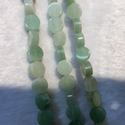 Wholesale 80pcs Flat Round Green Aventurine Natural Stone Loose Beads Accessories For Jewelry Making DIY Bracelet Necklace Free