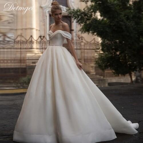 Detmgel Romantic Sweetheart Neck Lace Up A-Line Wedding Dress 2020 Luxury Sashes Beading Princess Bridal Gown Vestido De Noiva