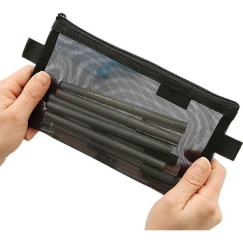 Transparent Mesh Pencil Case Big Pencilcase Non-toxic Nylon Kawaii Pensil Case Supplies Pen Box Student Stationery