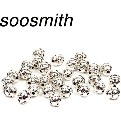 20pcs 6X7MM Spacer Beads Antique Silver Plated Loose Beads for Jewelry Making Bracelet Jewelry Accessories Handmade Craft
