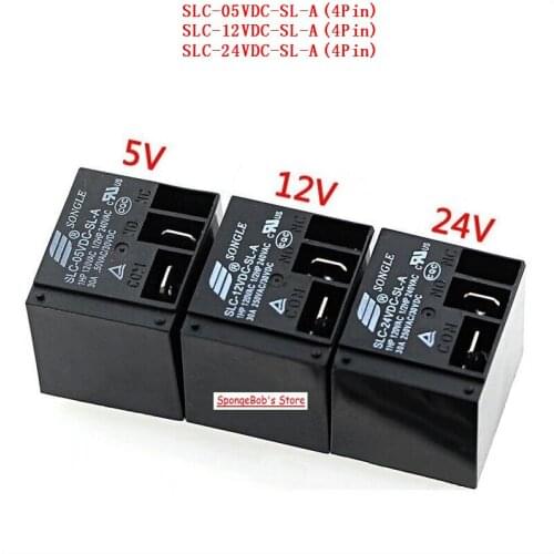 2pcs/Lot SLC-05VDC-SL-A / SLC-12VDC-SL-A / SLC-24VDC-SL-A SONGLE Power Relay 4Pin 5V 12V 24V 30A T91