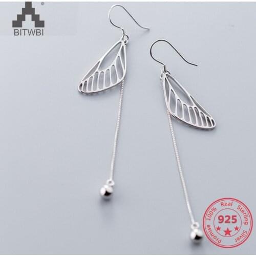 2018 Hot Sale S 925 Sterling Silver Mix Personality Temperament Wings Drop Earrings