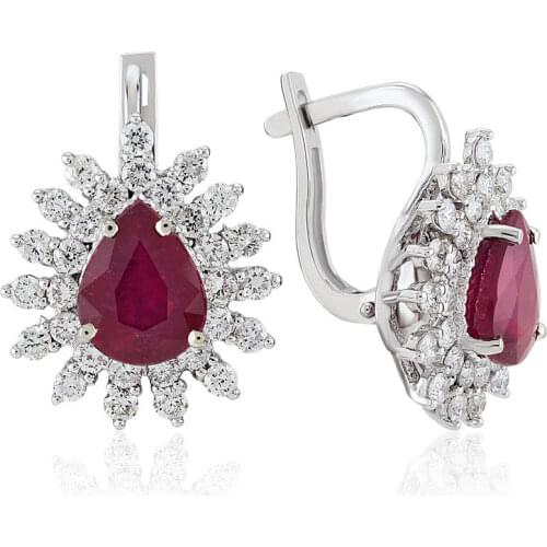 Symbol Gold 6.14 Carat Diamond Ruby Earring Piece Jewelry Rope Chain Charm Earring Jacket Bead Figure For Women